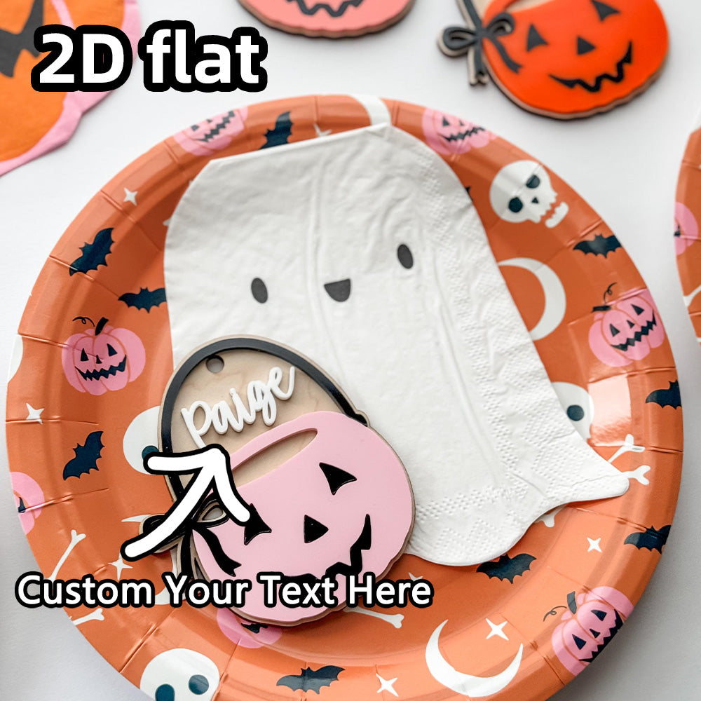 Personalized Halloween Acrylic Pumpkin Name Tags