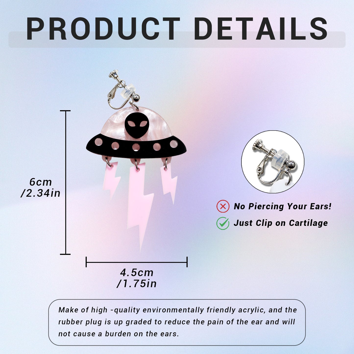 Pink Alien UFO Ear Clip/Earrings