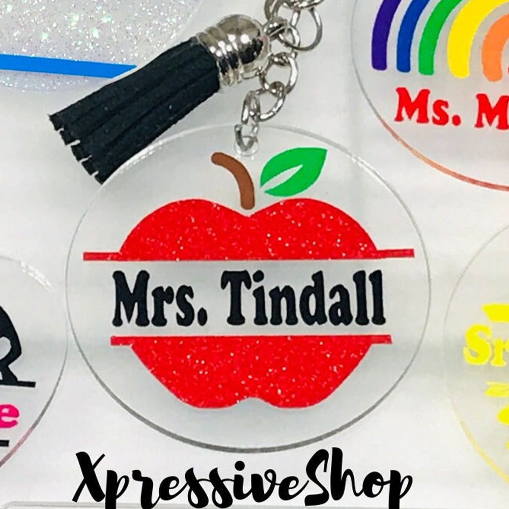 Acrylic with Tassel-Teacher Appreciation, Custom Keychain for Teacher