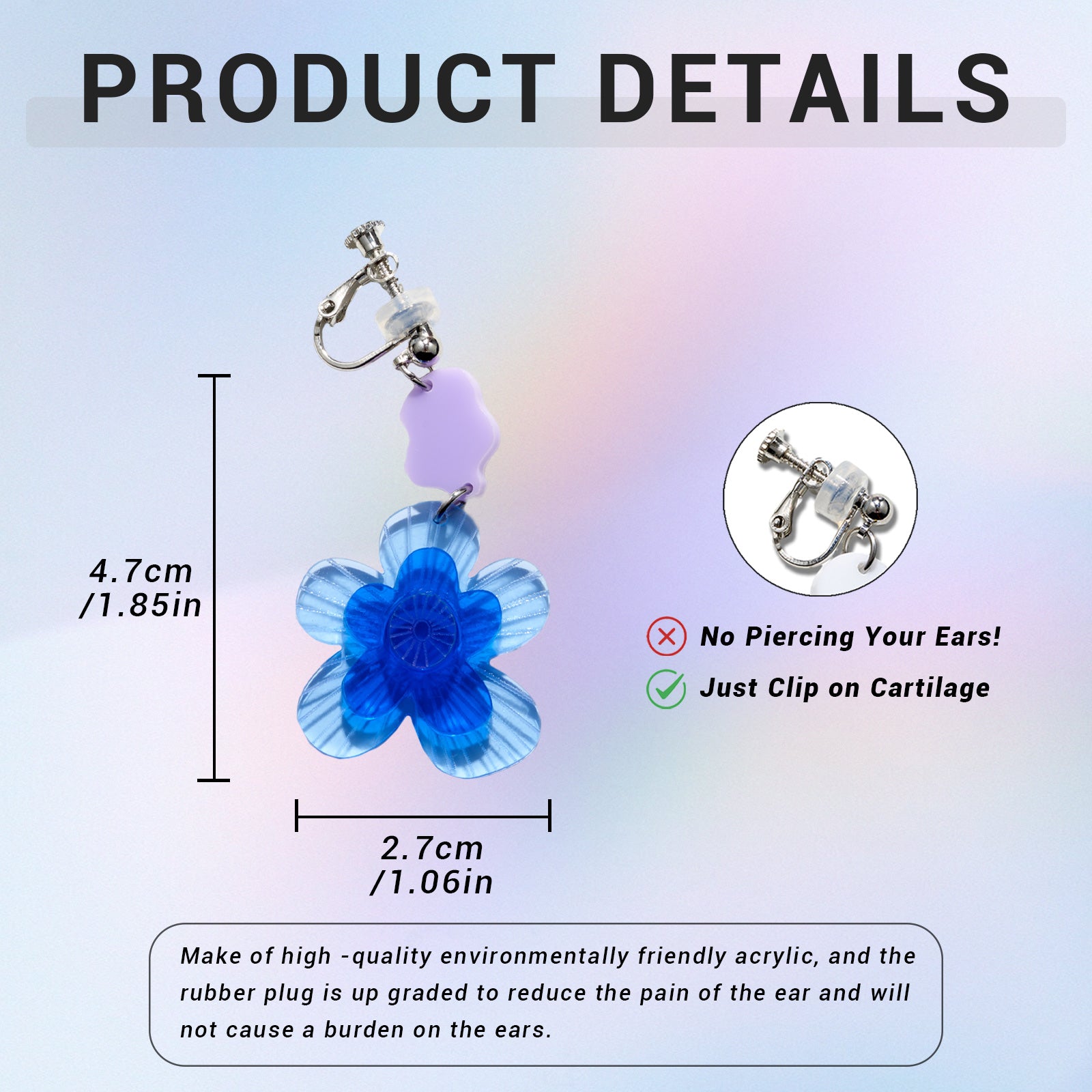 Blue Petal Bloom Ear Clip/Earrings