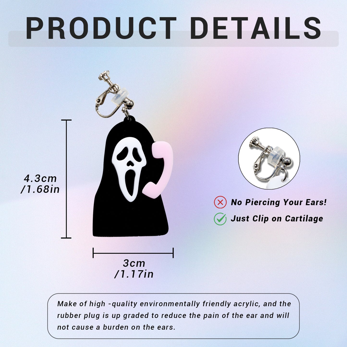 Halloween Ghost Call Ear Clip/Earrings