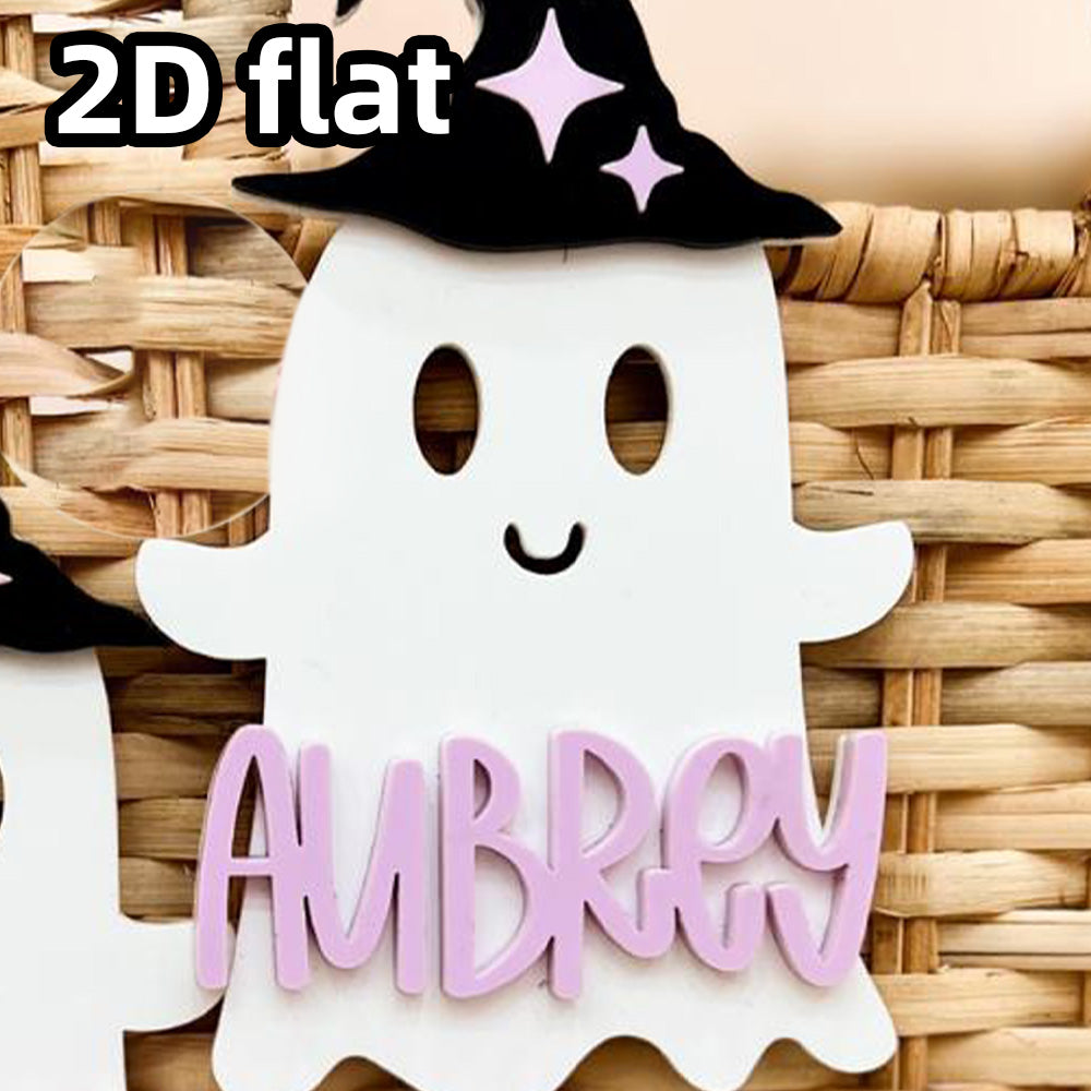 Personalized Witch Ghost Halloween Tag