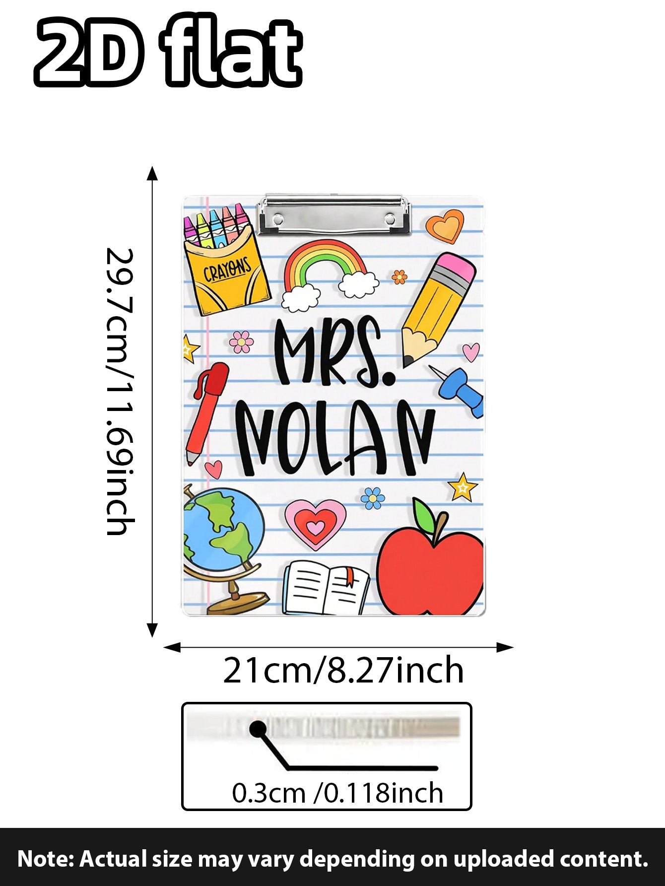 Customized Acrylic Clipboard With The Teacher's Name