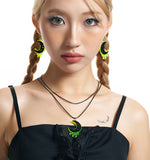 Halloween Neon Moon Earrings & Necklace Set