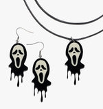 Halloween Scream Ghost Earrings & Necklace Set