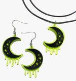 Halloween Neon Moon Earrings & Necklace Set