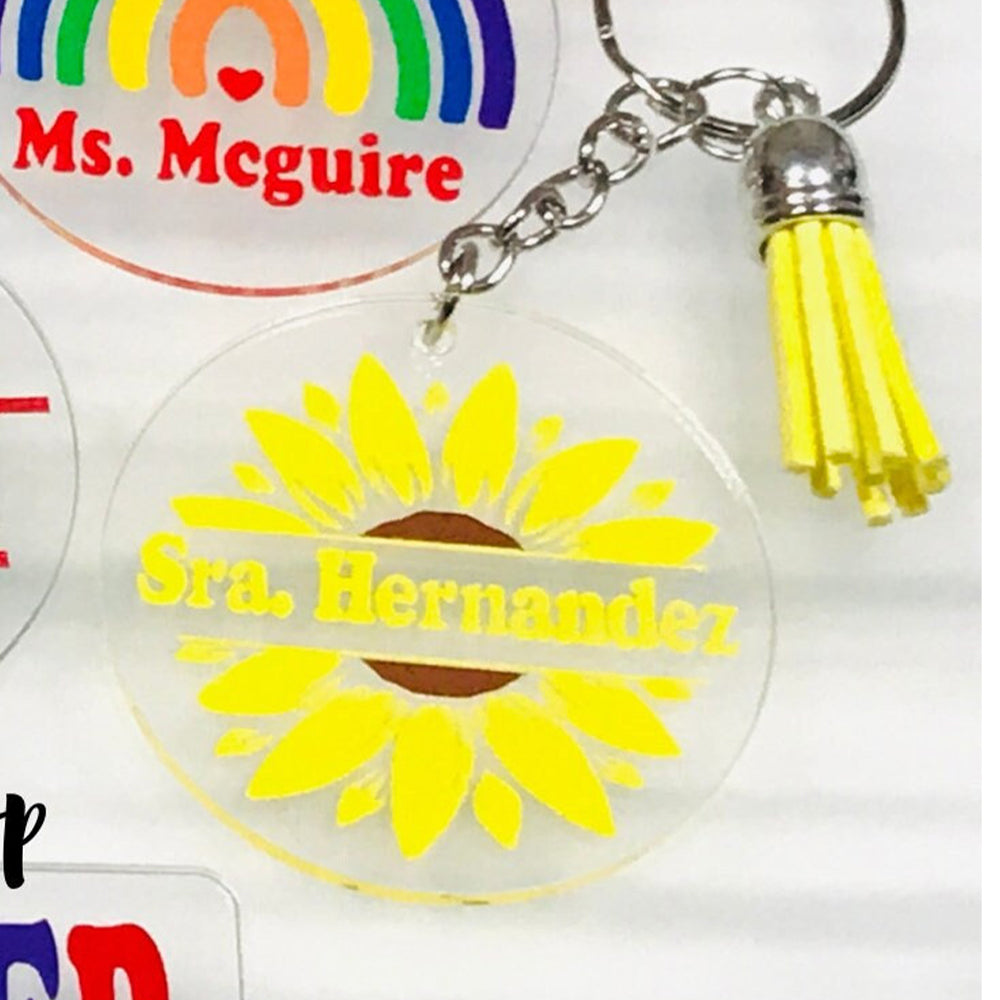 Acrylic with Tassel-Teacher Appreciation, Custom Keychain for Teacher