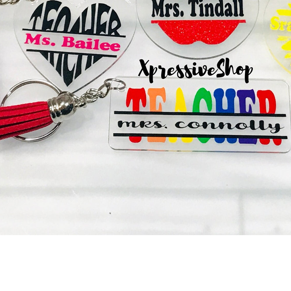Acrylic with Tassel-Teacher Appreciation, Custom Keychain for Teacher