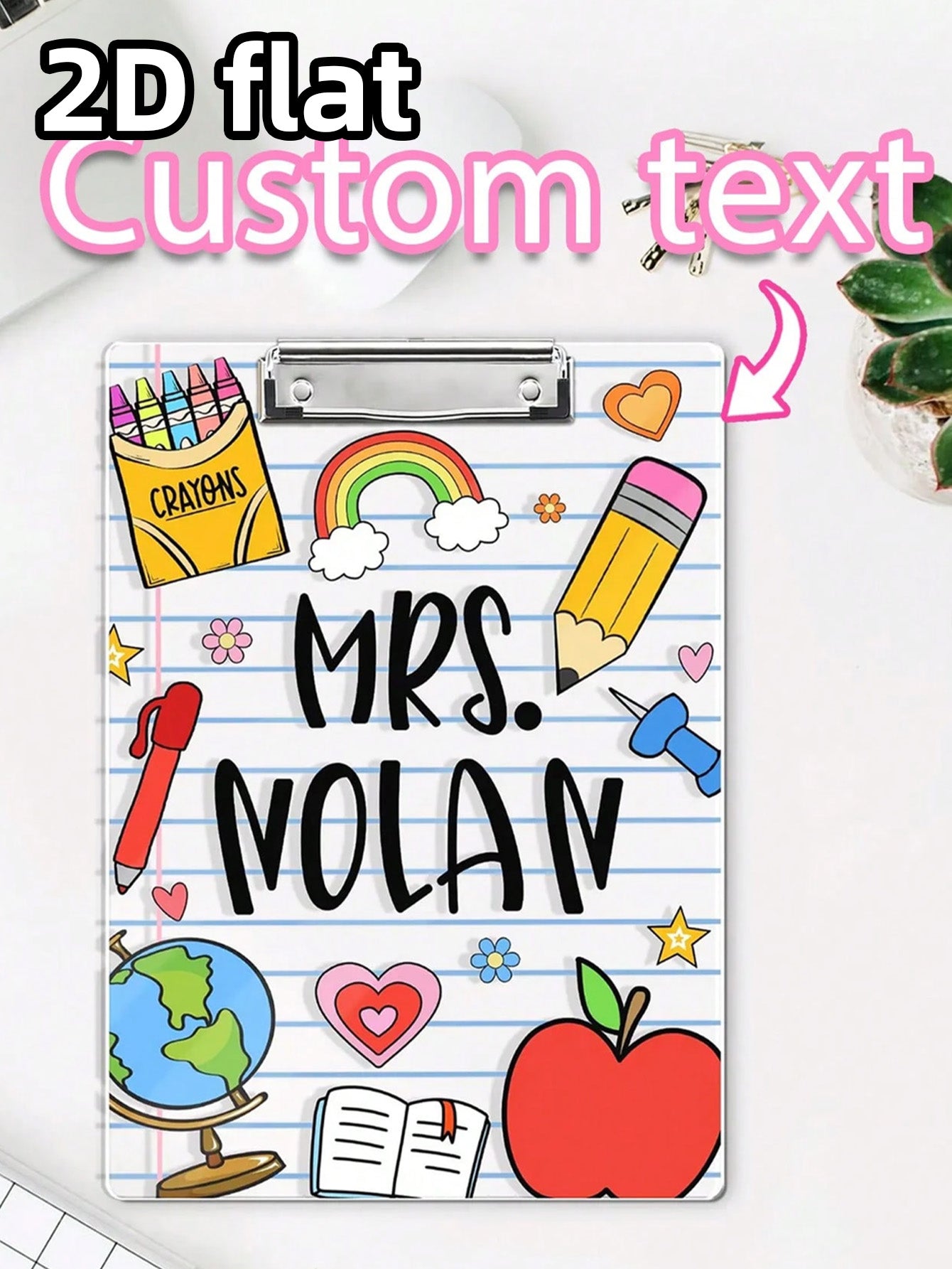 Customized Acrylic Clipboard With The Teacher's Name