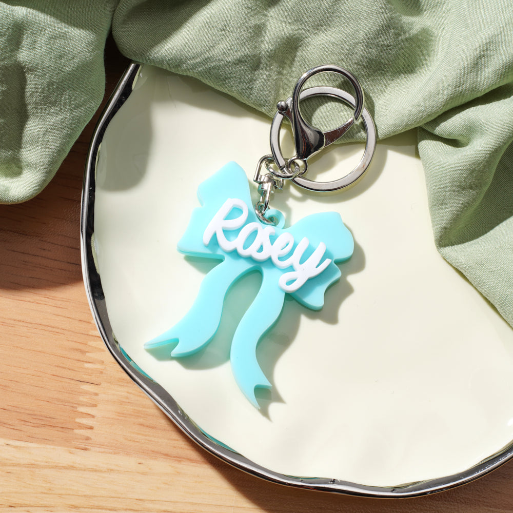 Customized Acrylic Butterfly Bag Pendant - Bow Tie Design