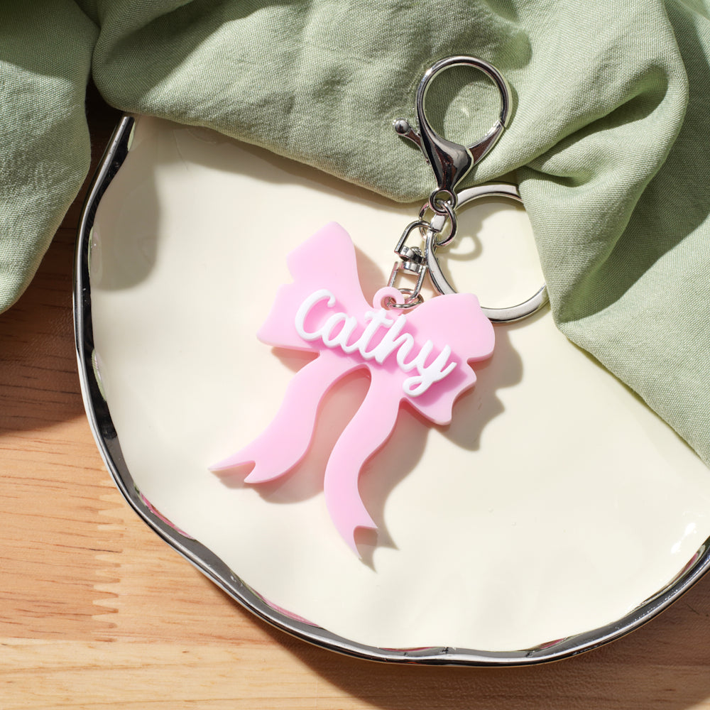 Customized Acrylic Butterfly Bag Pendant - Bow Tie Design