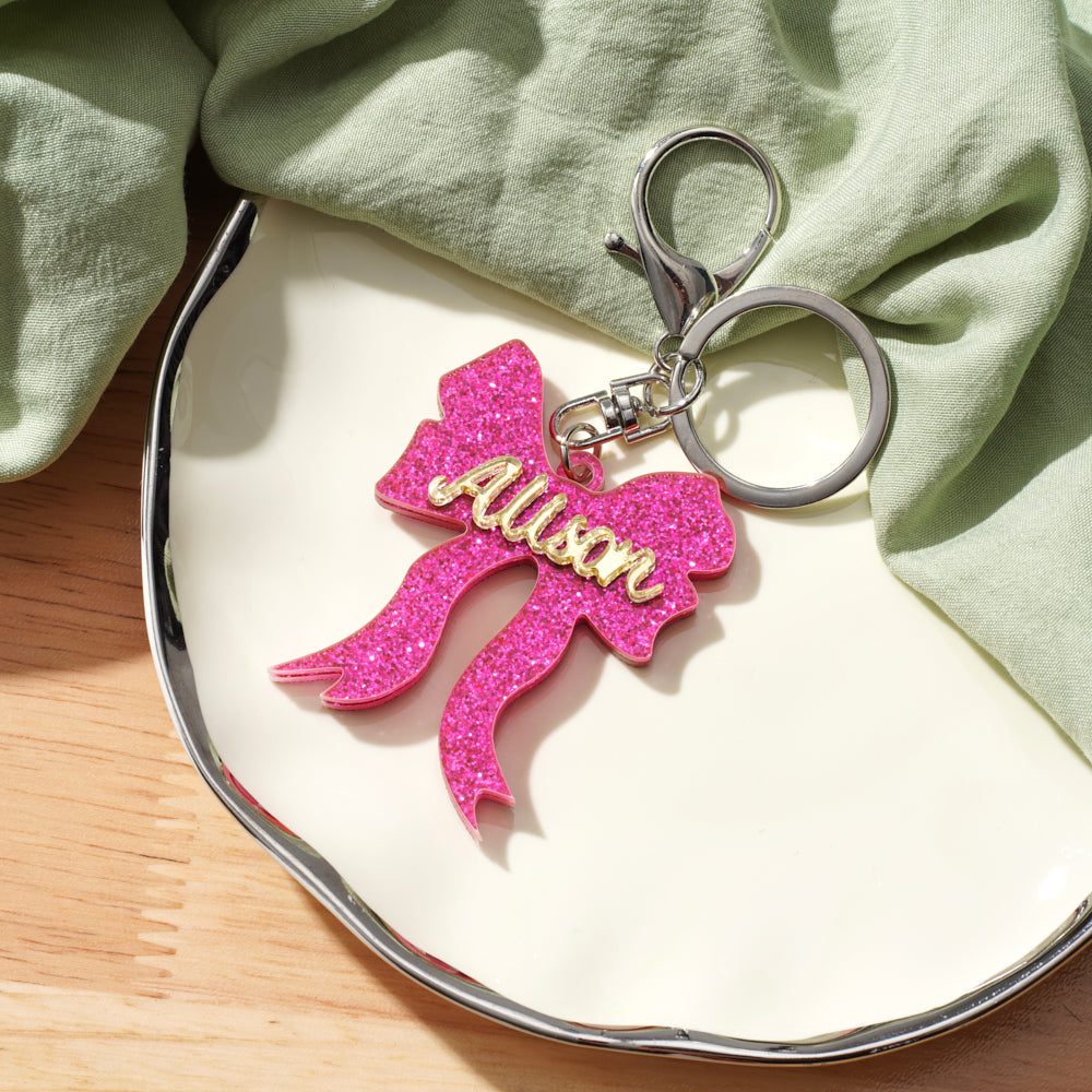 Customized Acrylic Butterfly Bag Pendant - Bow Tie Design
