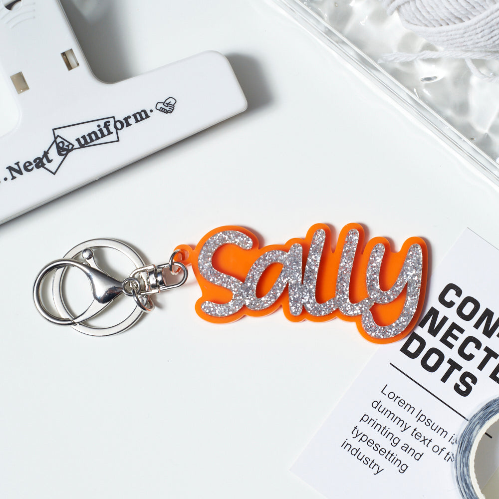 Customized Acrylic Key Chain - Glitter Text Ver.