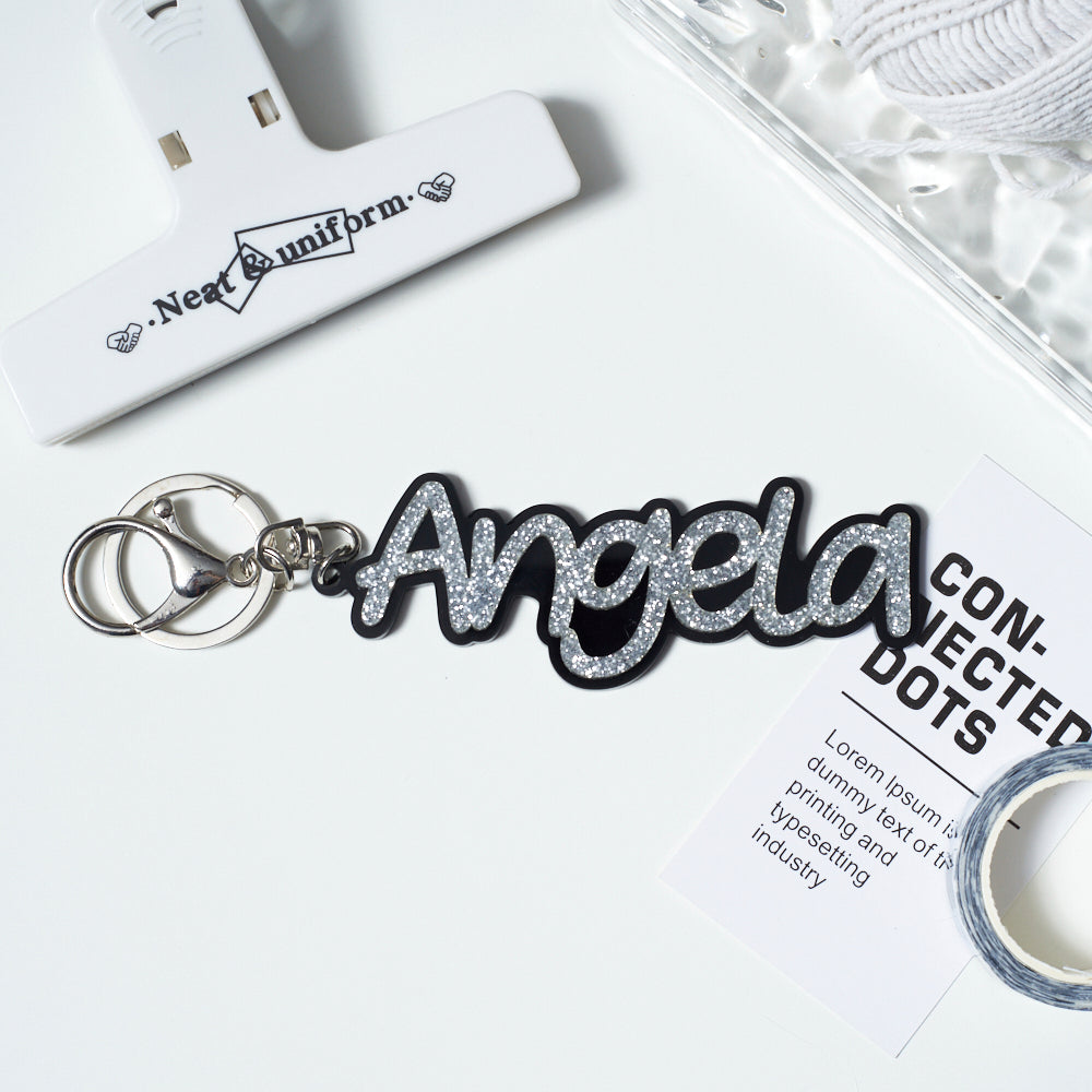 Customized Acrylic Key Chain - Glitter Text Ver.