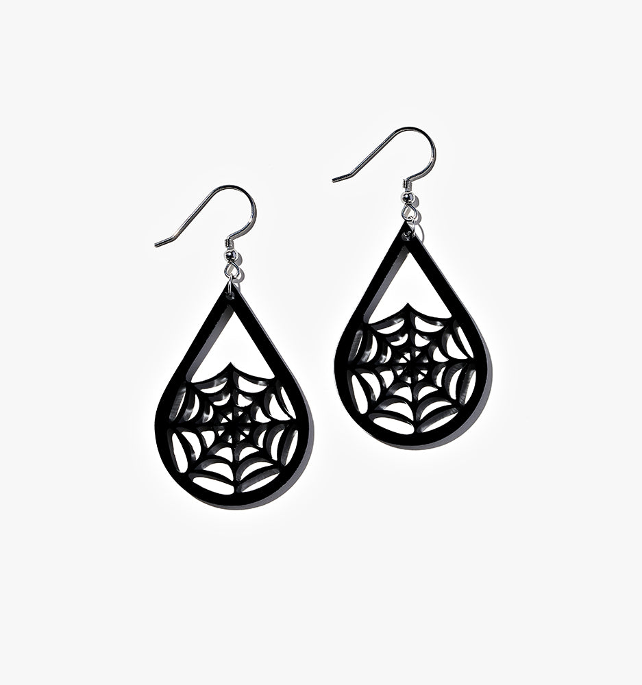 Halloween Black Spider Web Drops/Ear Clip