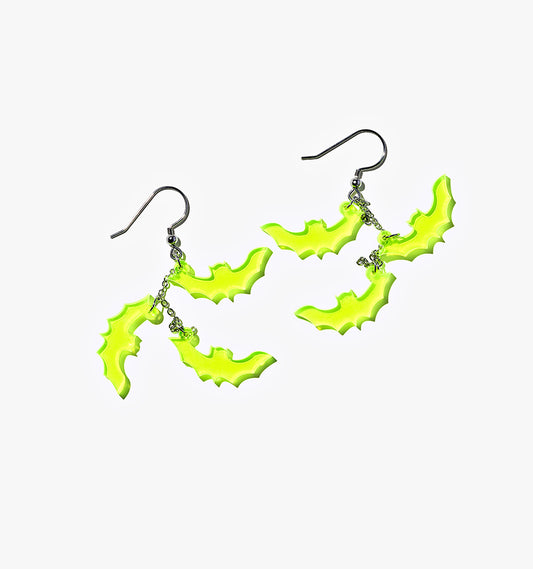 Triple Fluorescent Bat Dangle/Ear Clip