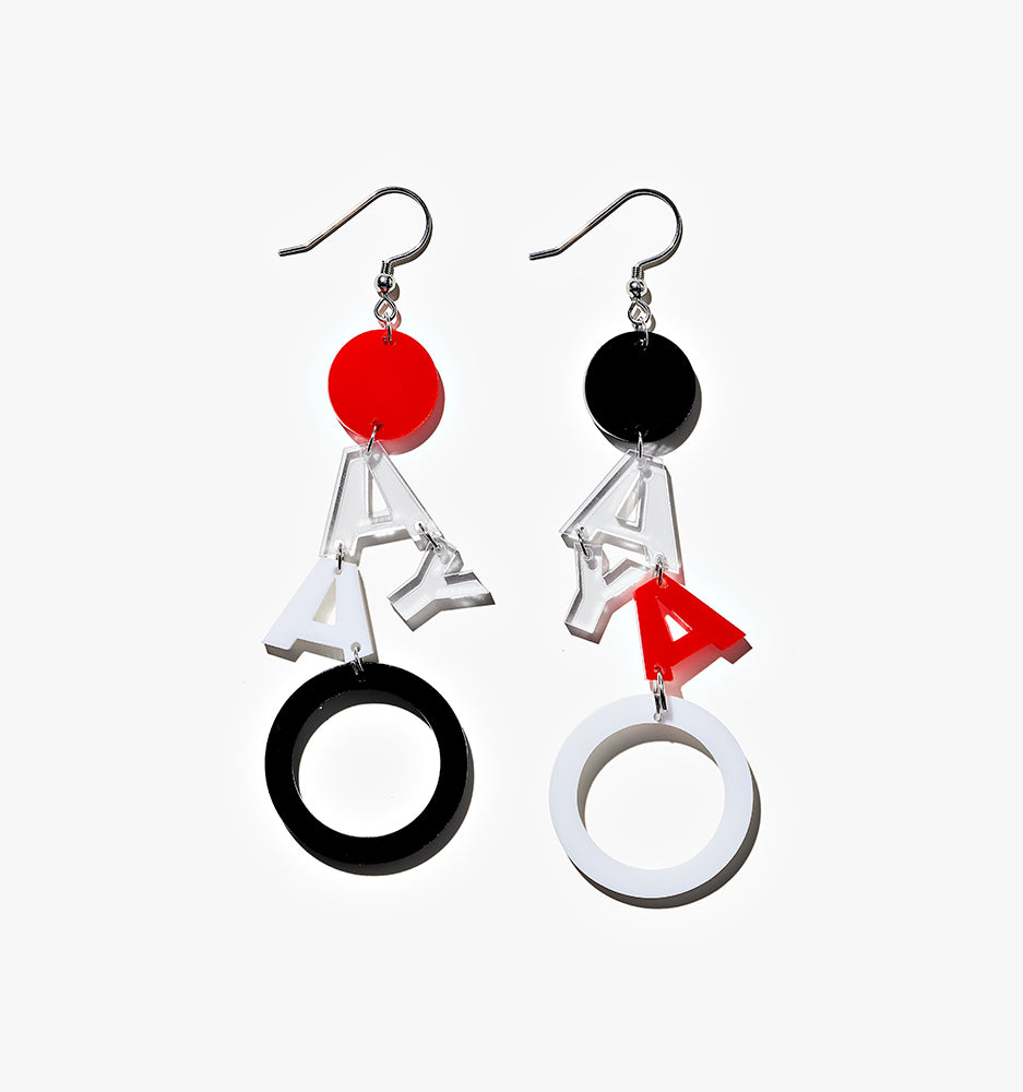 Asymmetrical Letter Dangle Earrings/Ear Clip