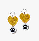 Glitter Love Gold Dangle Earrings/Ear Clip