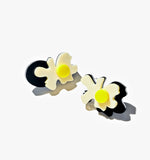 Irregular Statement Yellow-Black Flower Stud/Ear Clip