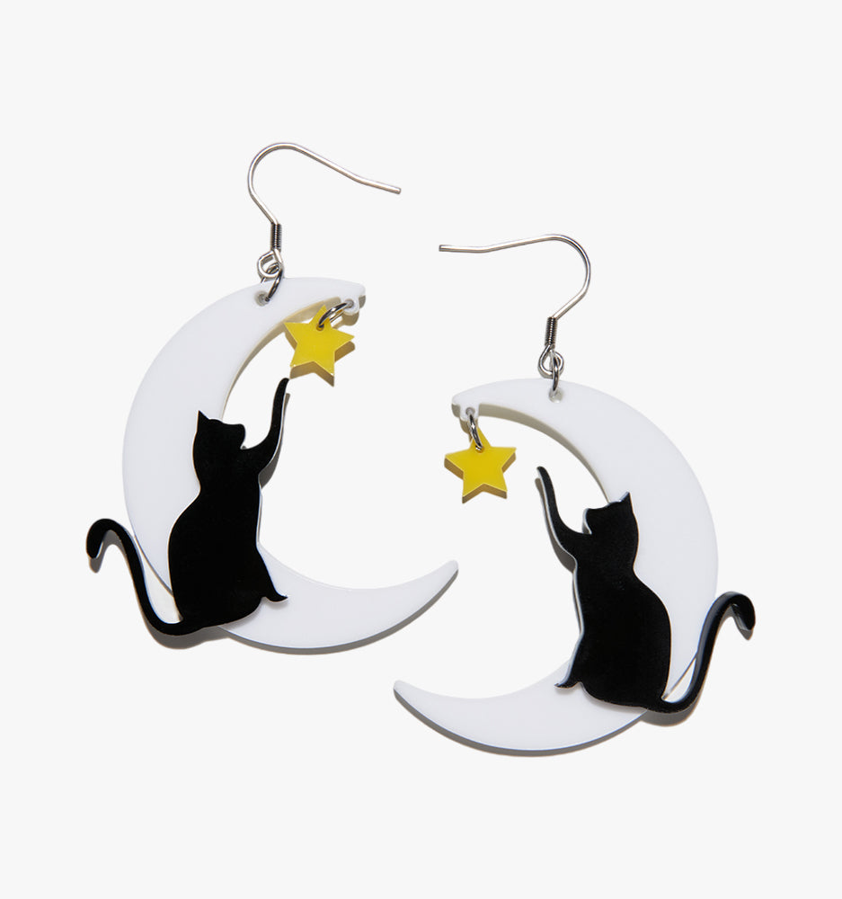 Moon And Cat Ear Clip/Earrings