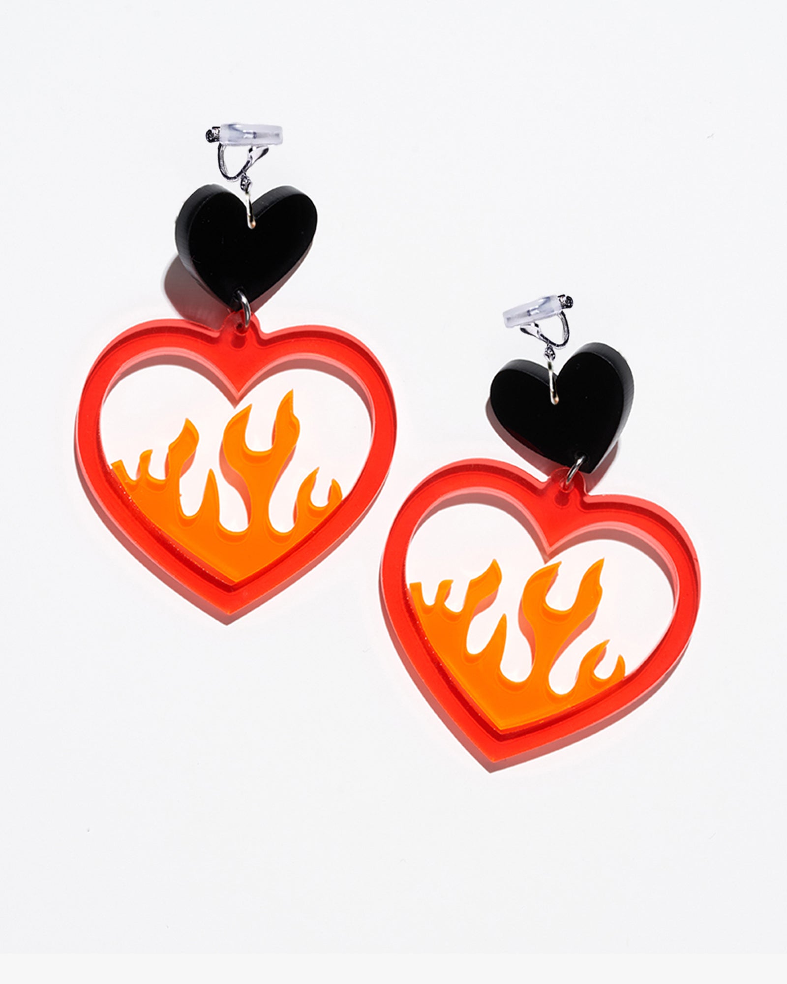 Halloween Burning Heart Earrings/Ear Clip