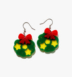 Christmas Green Wreath Earrings/Ear Clip