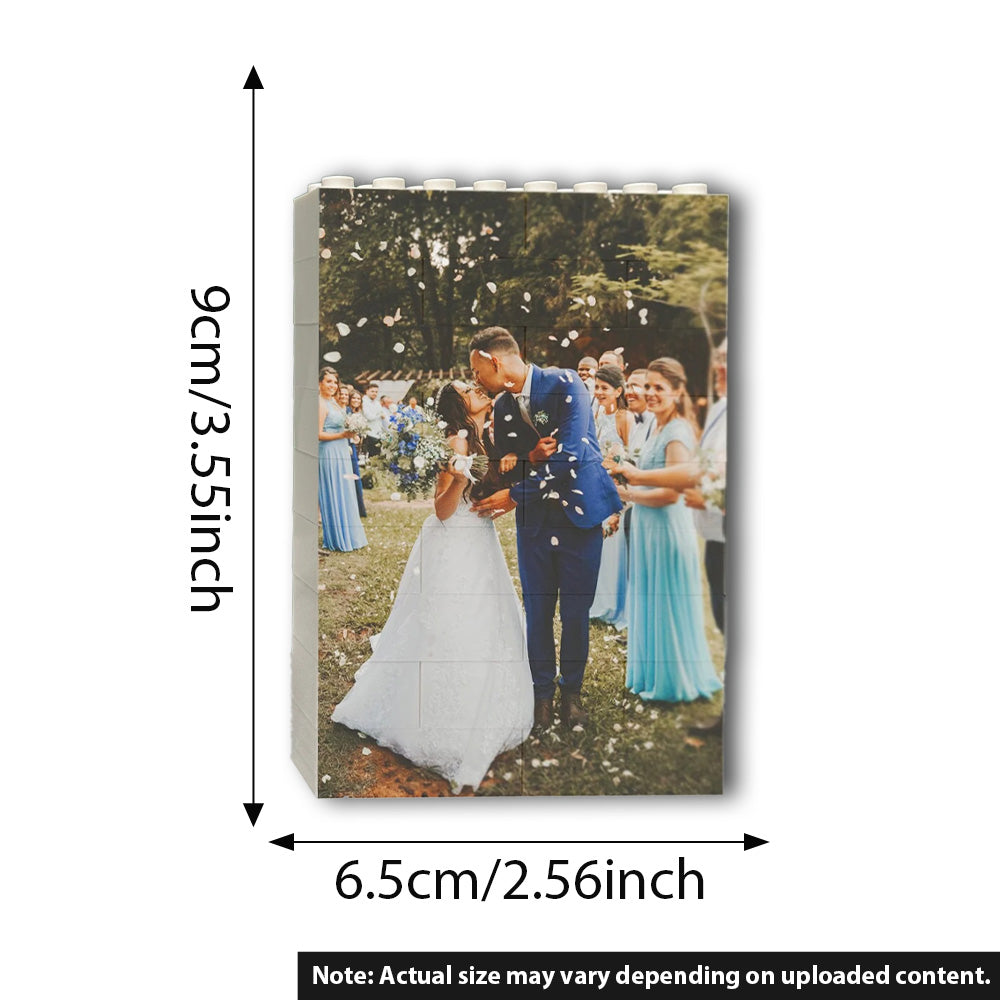 Small Portrait Photo Block, Personalized WHITE Building Block, Custom Puzzle