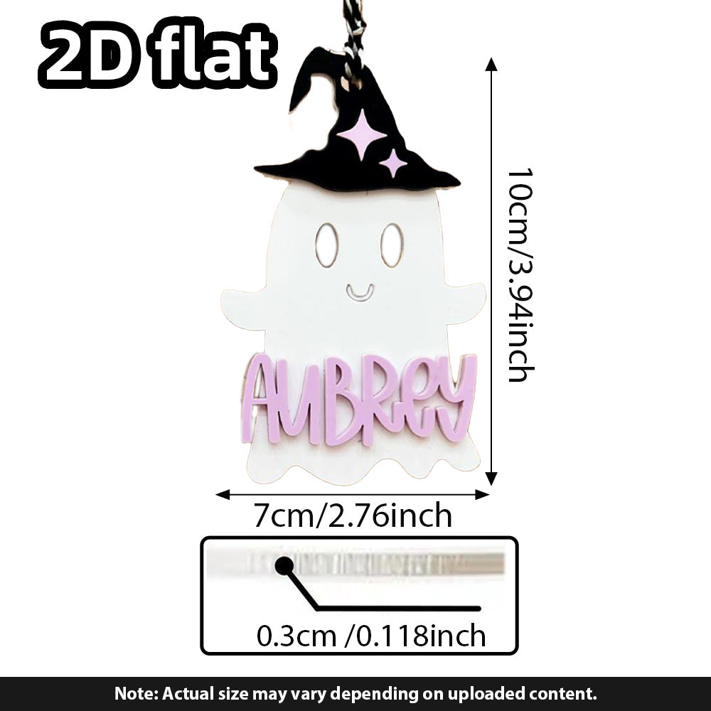 Personalized Witch Ghost Halloween Tag