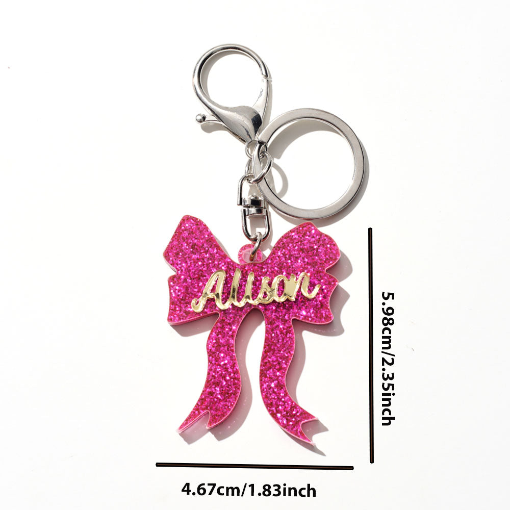 Customized Acrylic Butterfly Bag Pendant - Bow Tie Design