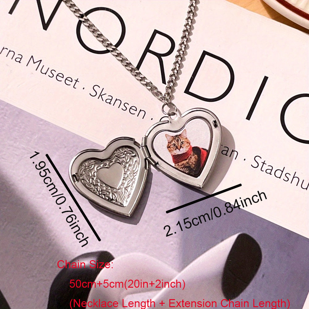 Heart Locket Necklace with Photo