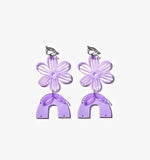 Purple Flower Earrings Dangle/Ear Clip