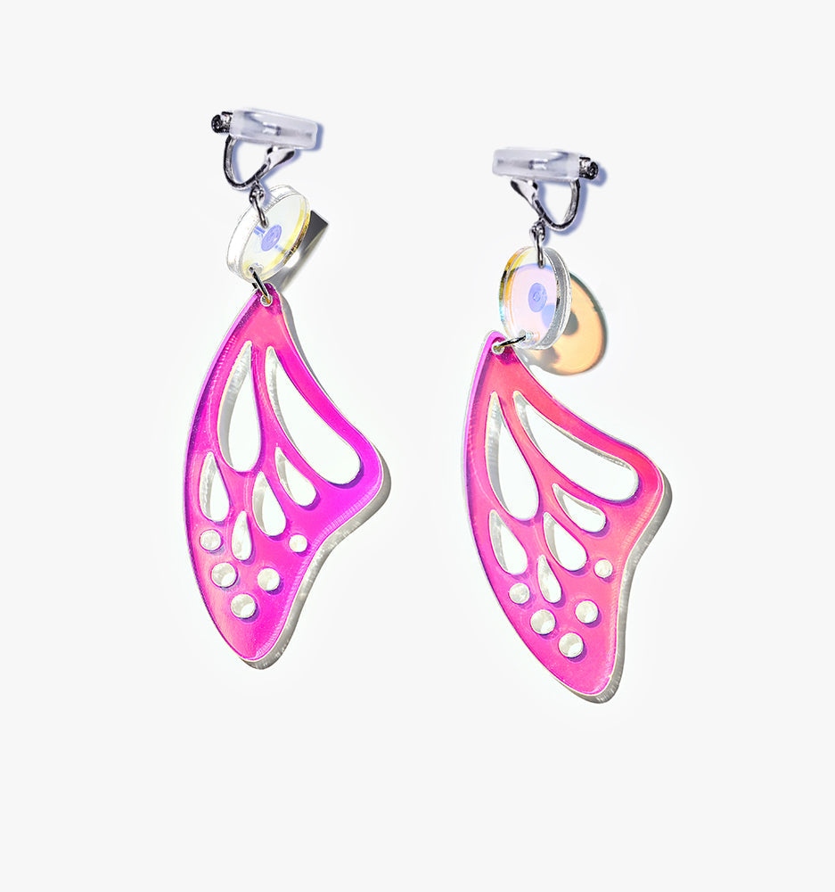 Laser Butterfly Wings Dangle Earrings/Ear Clip