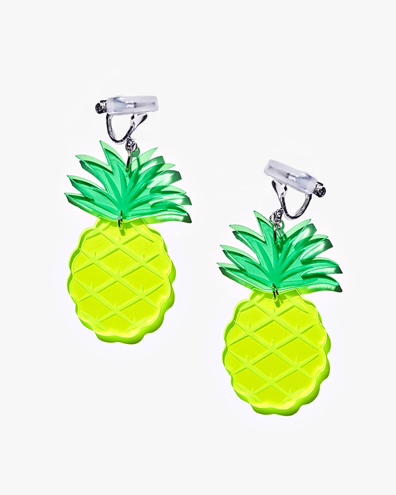 Clear Pineapple Dangle Earrings/Ear Clip