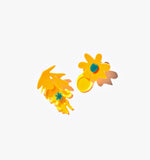 Asymmetrical Bright Yellow Flower Drops/Ear Clip