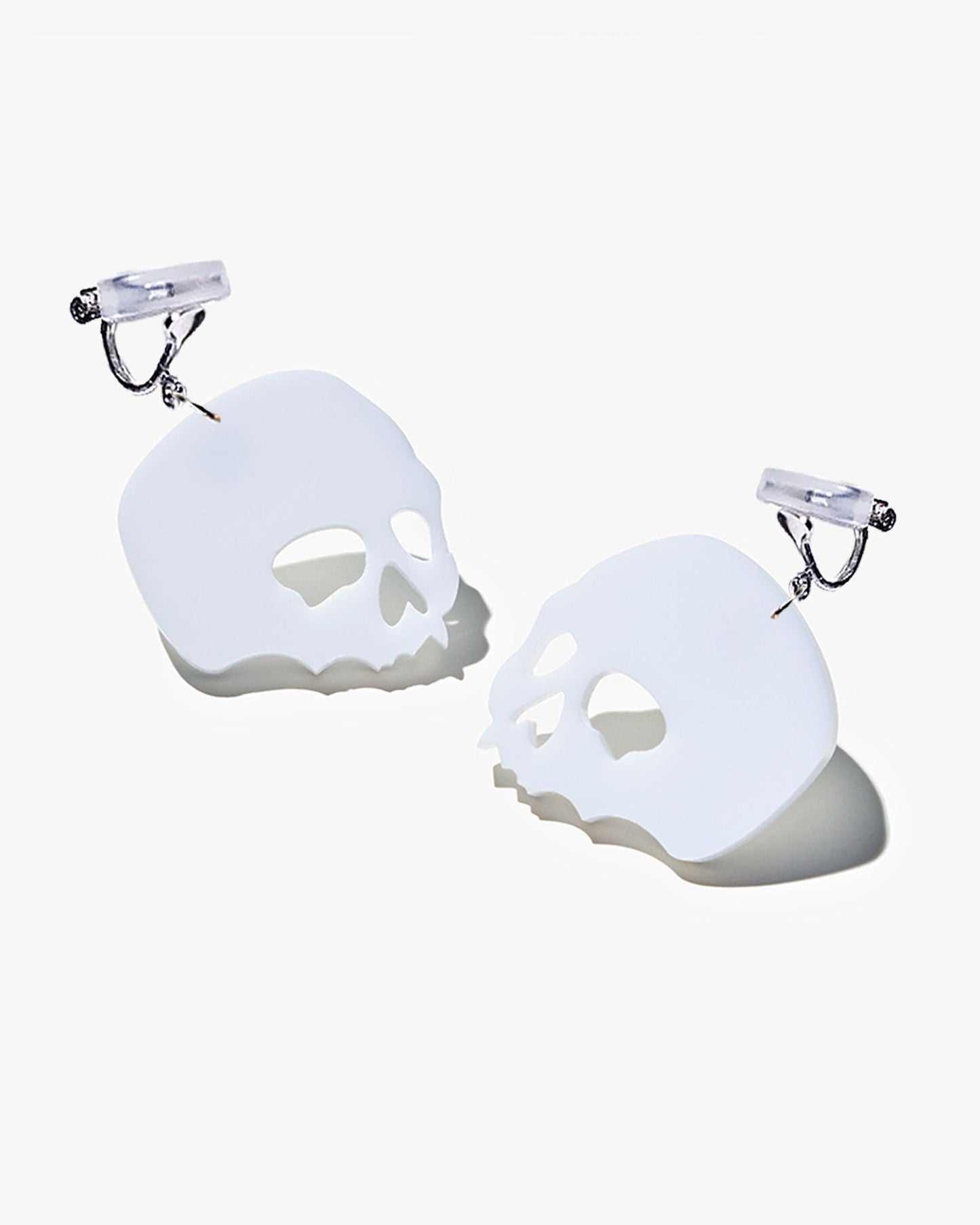 Modern Minimalist White Skull Drops/Ear Clip