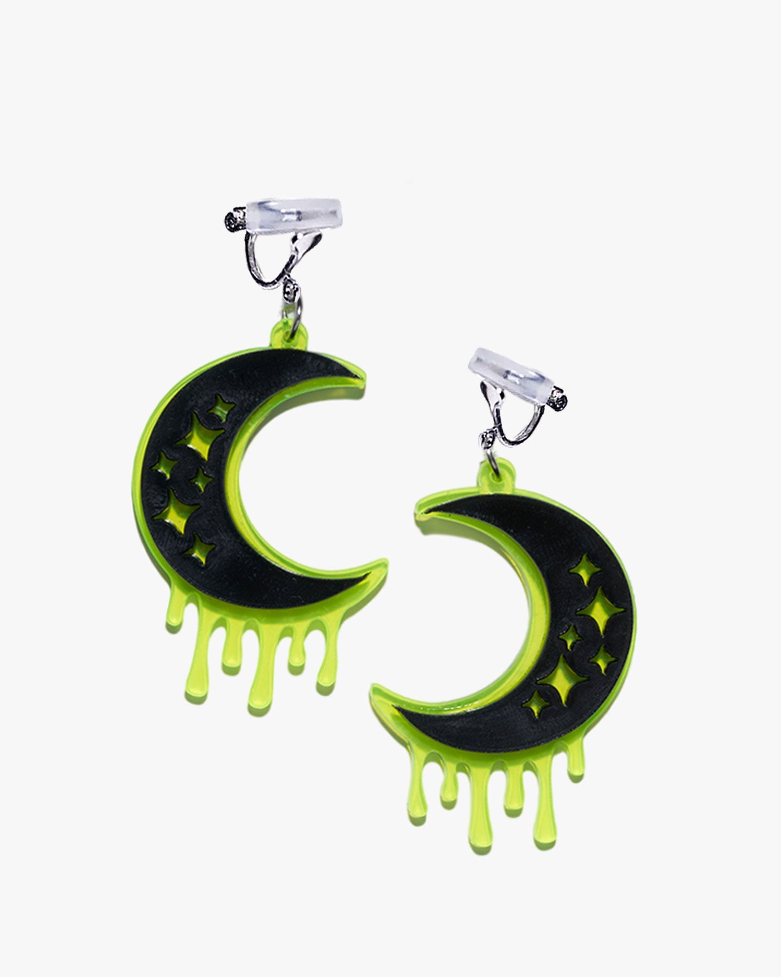 Halloween Neon Moon Earrings/Ear Clip