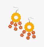 Orange Triple Flower Earrings/Ear Clip