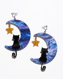 Dreamy Moon And Cat Earrings/Ear Clip