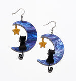 Dreamy Moon And Cat Earrings/Ear Clip