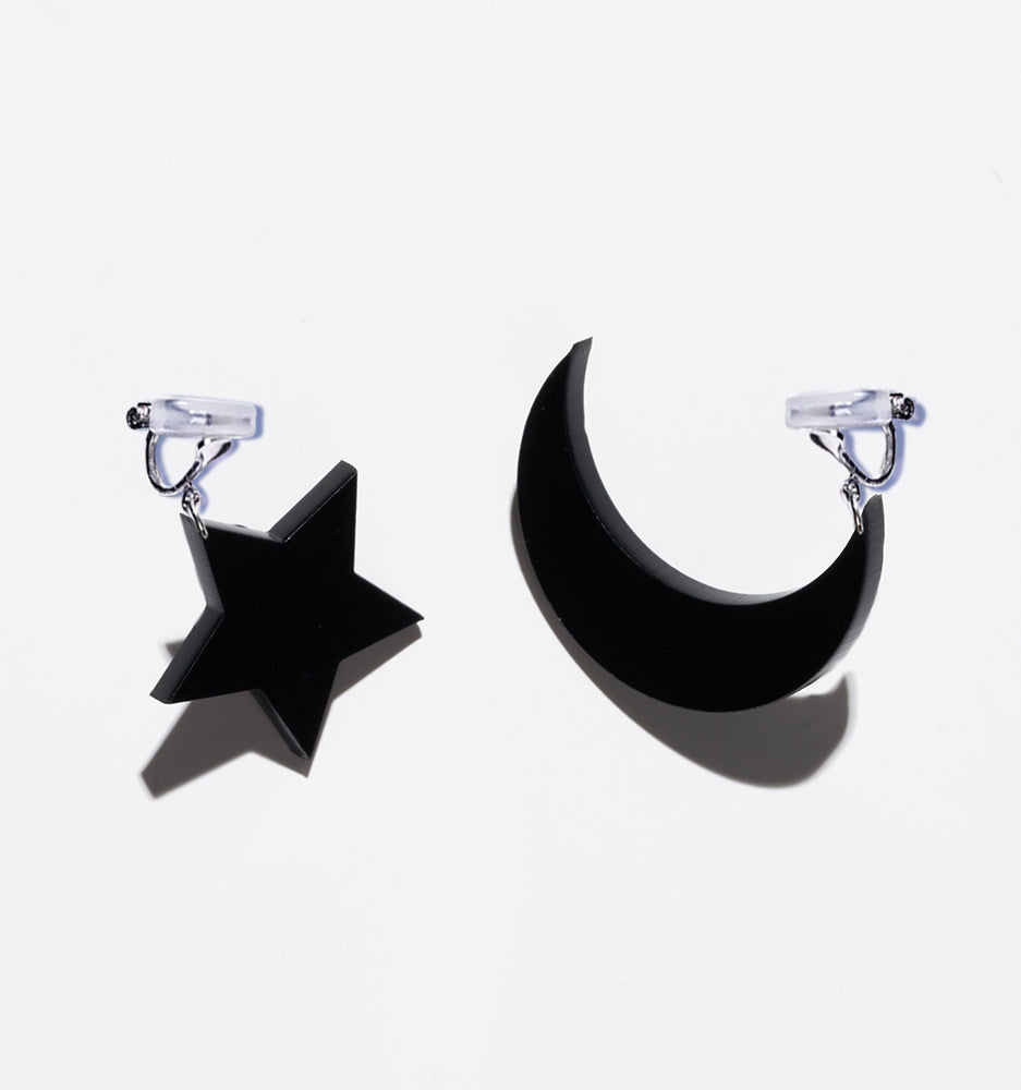 Black Moon & Star Earrings/Ear Clip