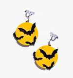 Halloween Moon & Bat Earrings/Ear Clip