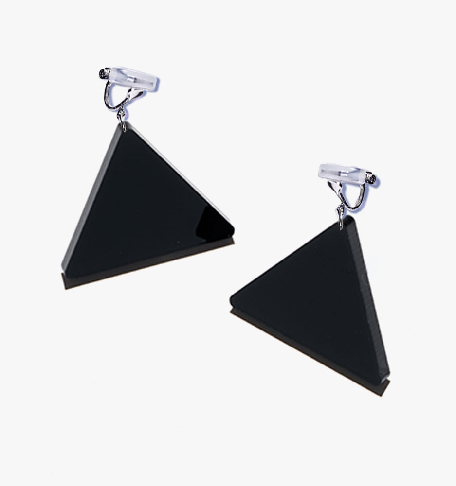 Black Triangle Earrings/Ear Clip