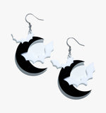 Halloween Black Moon Bat Earrings/Ear Clip