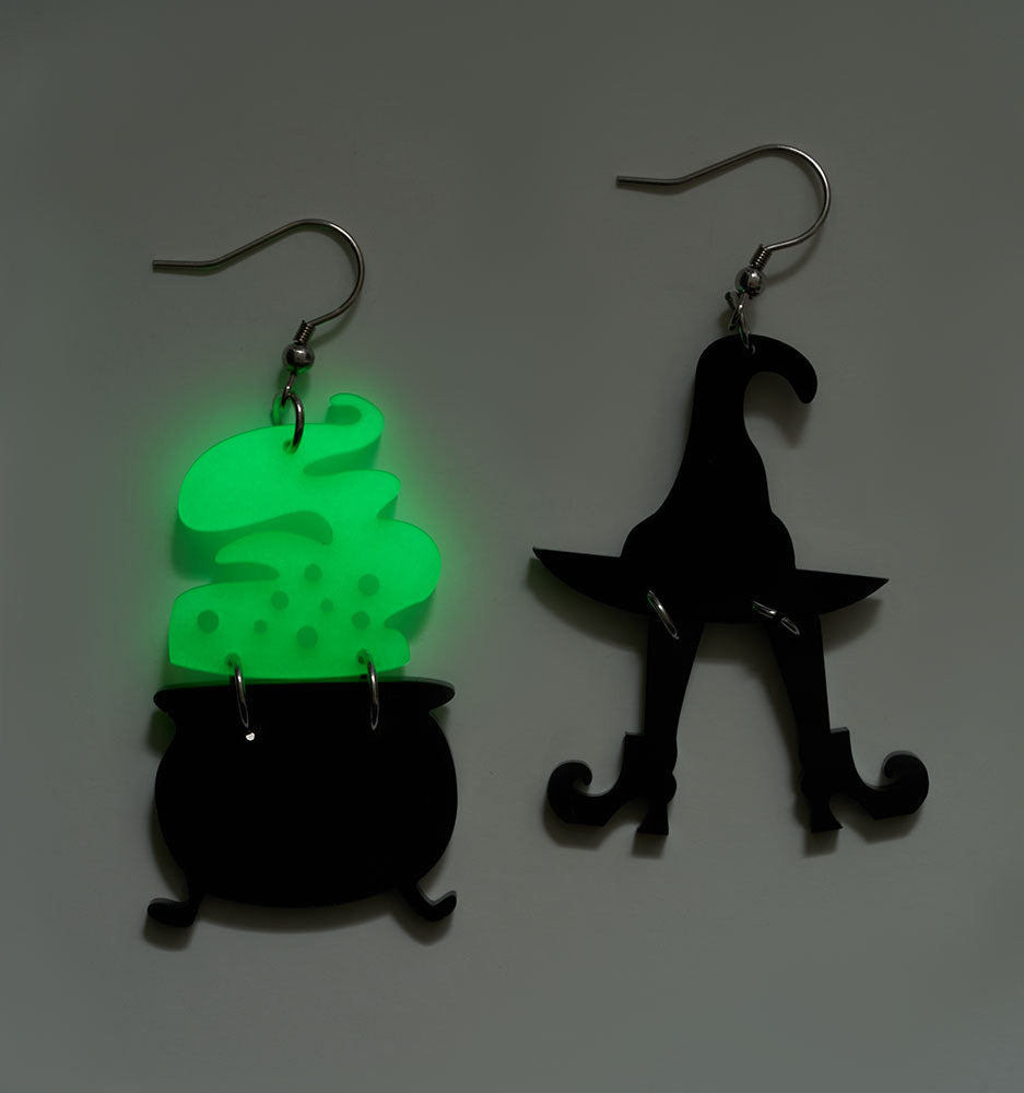 Halloween Luminous Witch Bottle Earrings/Ear Clip