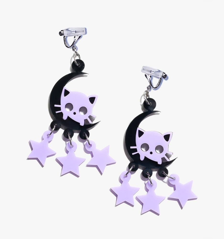 Halloween Moon And Cat Earrings/Ear Clip