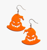 Halloween Orange Witch Hat Earrings/Ear Clip