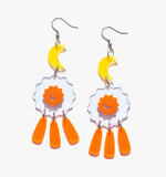 Dazzling Orange Burst Earrings/Ear Clip