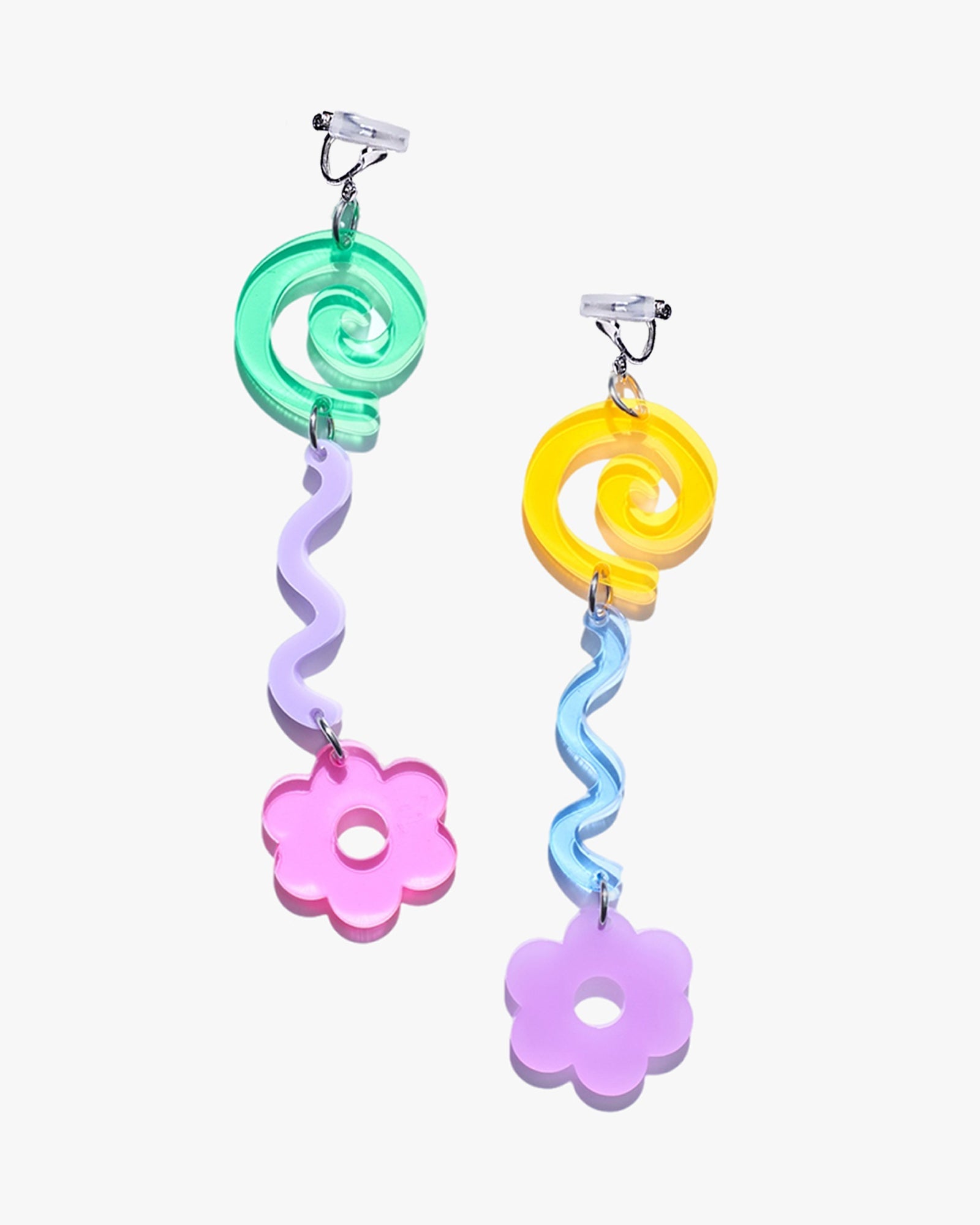 Colorful Flower Drop Earrings/Ear Clip