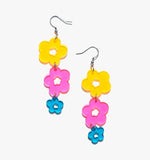 Colorful Triple Flower Earrings/Ear Clip