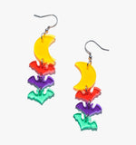 Halloween Colorful Triple Bat Earrings/Ear Clip